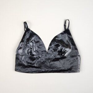 NWT Re:named Silver Metallic Bralette Crop Top sz L